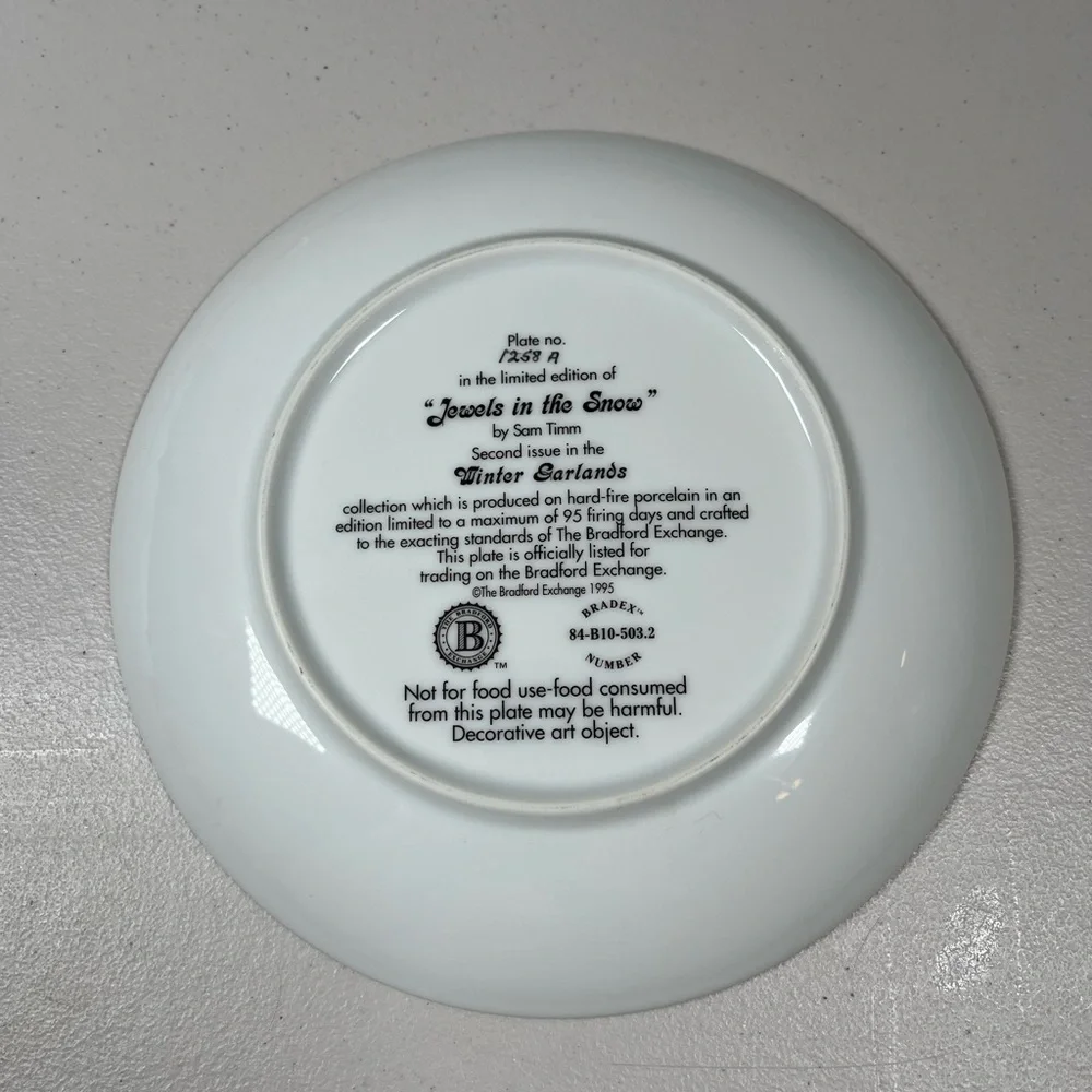“Jewels In The Snow” 8 inch decorative plate with Certificate of Authenticity - Picture 3 of 5